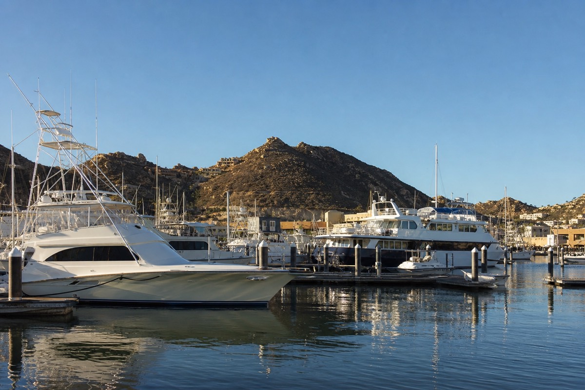 The Cabo San Lucas marina before morning departures